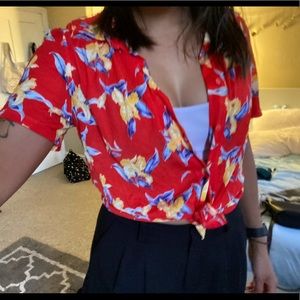 Floral Button Up Crop Top